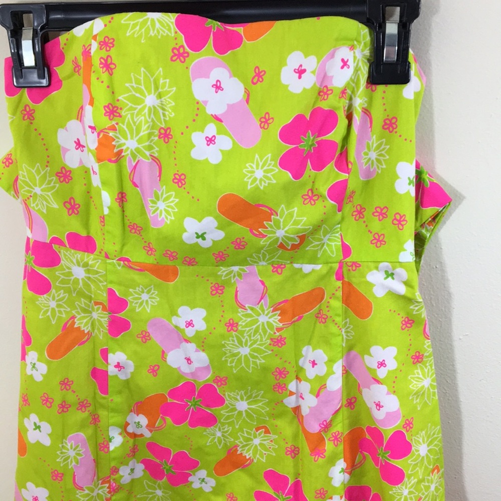 Lilly Pulitzer Gidget Green Flip Flop Dress Sz 4 - Picture 2 of 4